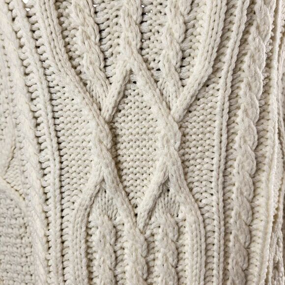 NEW POL Small  Off-White Cable Knit Sweater Vest V-Neck Cotton Blend Tie Back - Picture 8 of 15